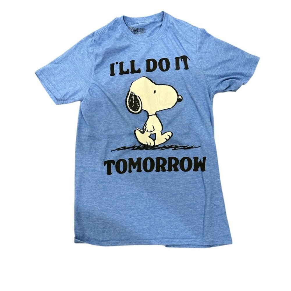 Peanuts Snoopy "Ill Do It Tomorrow" Graphic Tee Size S